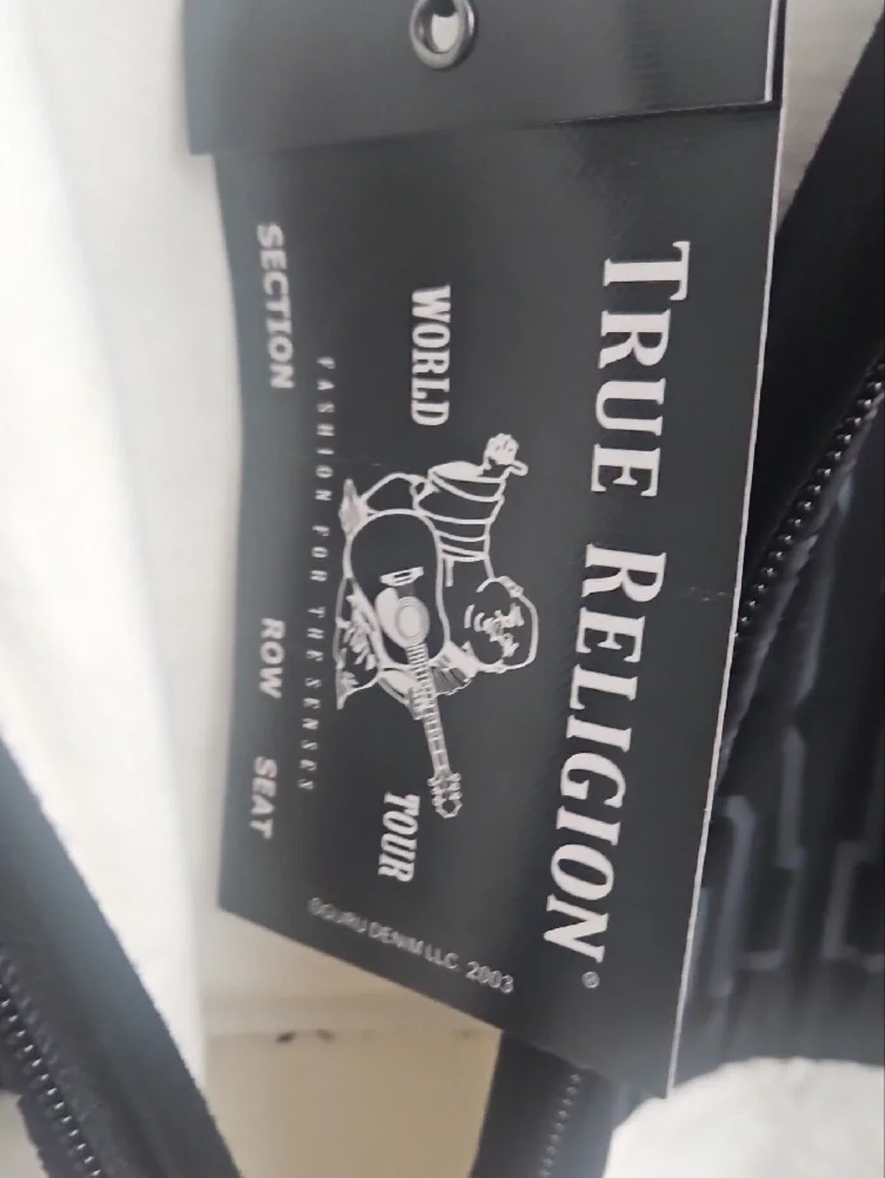 True Religion Black and White Sherpa Zip-Up Jacket